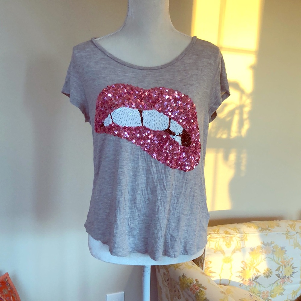 Lip Biting Sequin Tee